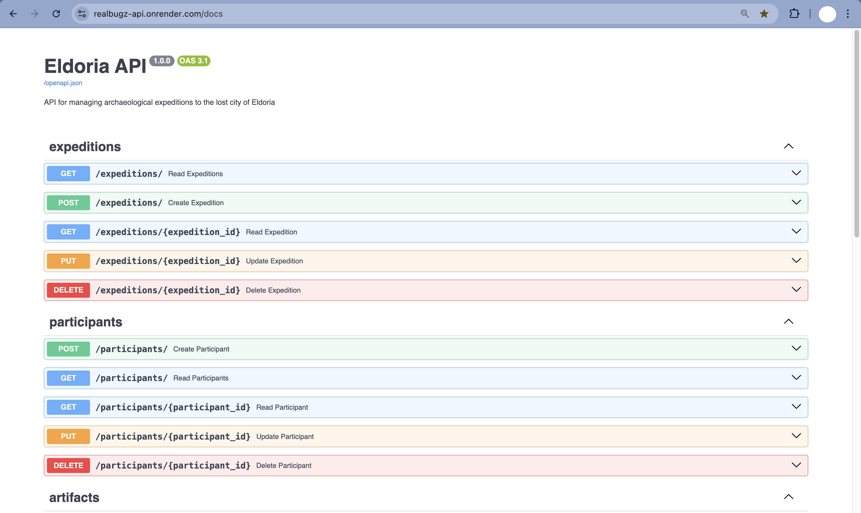 Eldoria API documentation