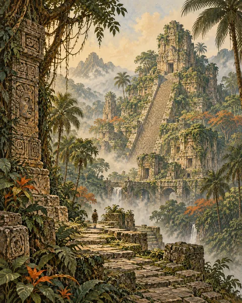 Ruins of a lost city in the jungle
